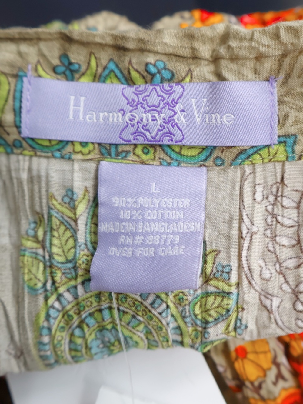 NWT Harmony & Vine Printed Tank Top Size L Boho Chic Sleeveless Blouse - Picture 6 of 7